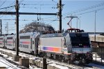 Commuter train continues west after station stop